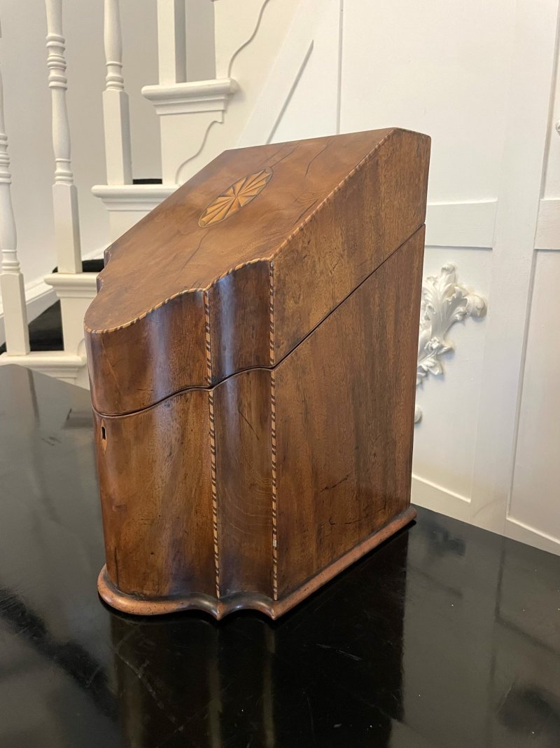 Antique George III Quality Mahogany Inlaid Post Box - Image 5